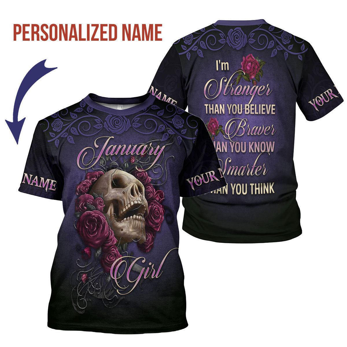 CustomsPig Personalized T-Shirt I'm A January Girl All Over Printed