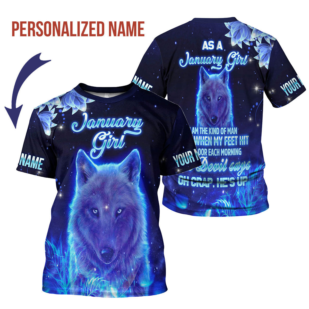 CustomsPig Personalized T-Shirt January Girl All Over Printed