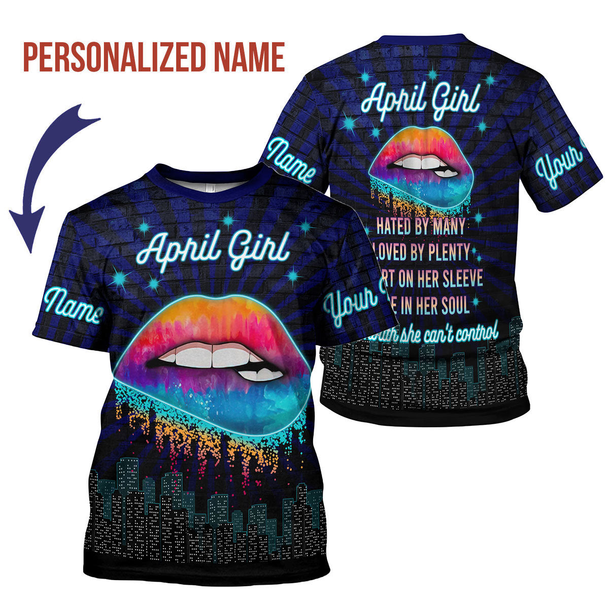 CustomsPig Personalized T-Shirt April Girl All Over Printed