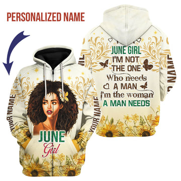CustomsPig Personalized Zip Hoodie June Girl All Over Printed