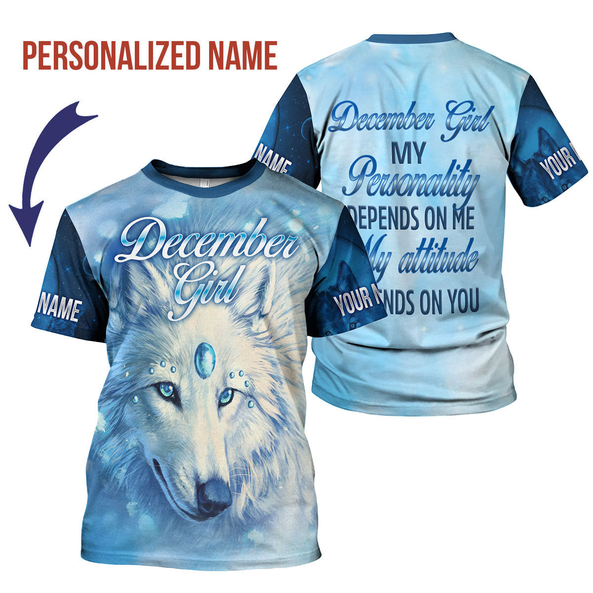 CustomsPig Personalized T-shirt December Girl All Over Printed