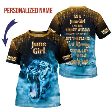 CustomsPig Personalized T-Shirt As A June Girl She's Up All Over Printed