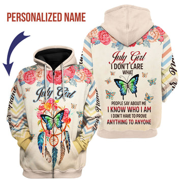 CustomsPig Personalized Zip Hoodie July Girl All Over Printed