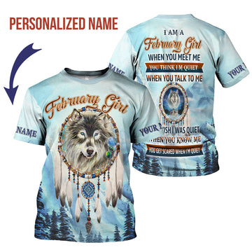 CustomsPig Personalized T-Shirt I Am A February Girl All Over Printed