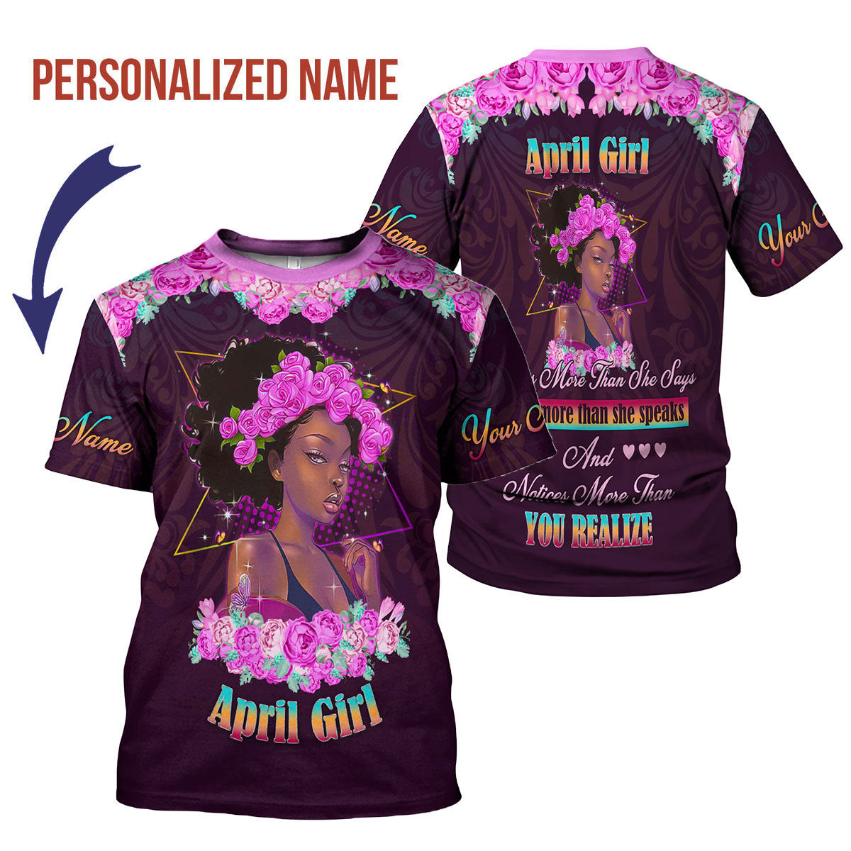 CustomsPig Personalized T-Shirt April Girl All Over Printed