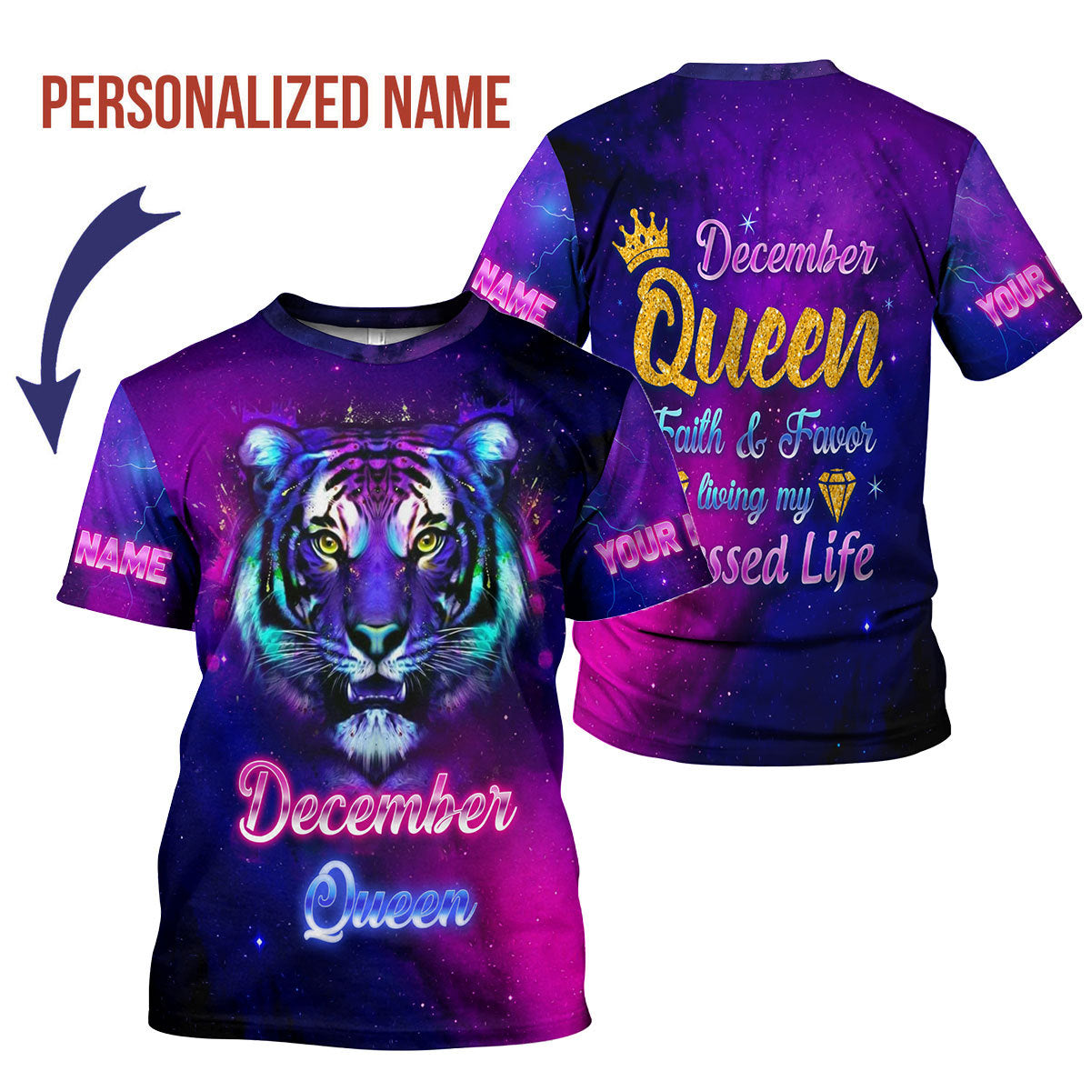 CustomsPig Personalized T-shirt December Queen All Over Printed