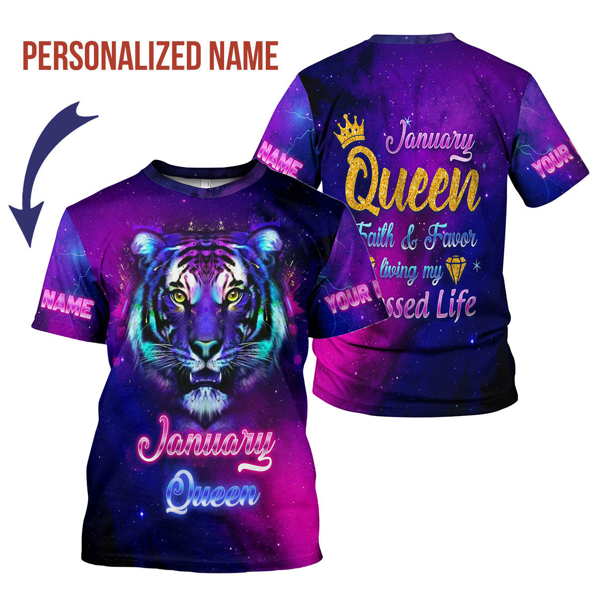 CustomsPig Personalized T-Shirt January Queen All Over Printed