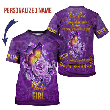 CustomsPig Personalized T-Shirt July Girl All Over Printed