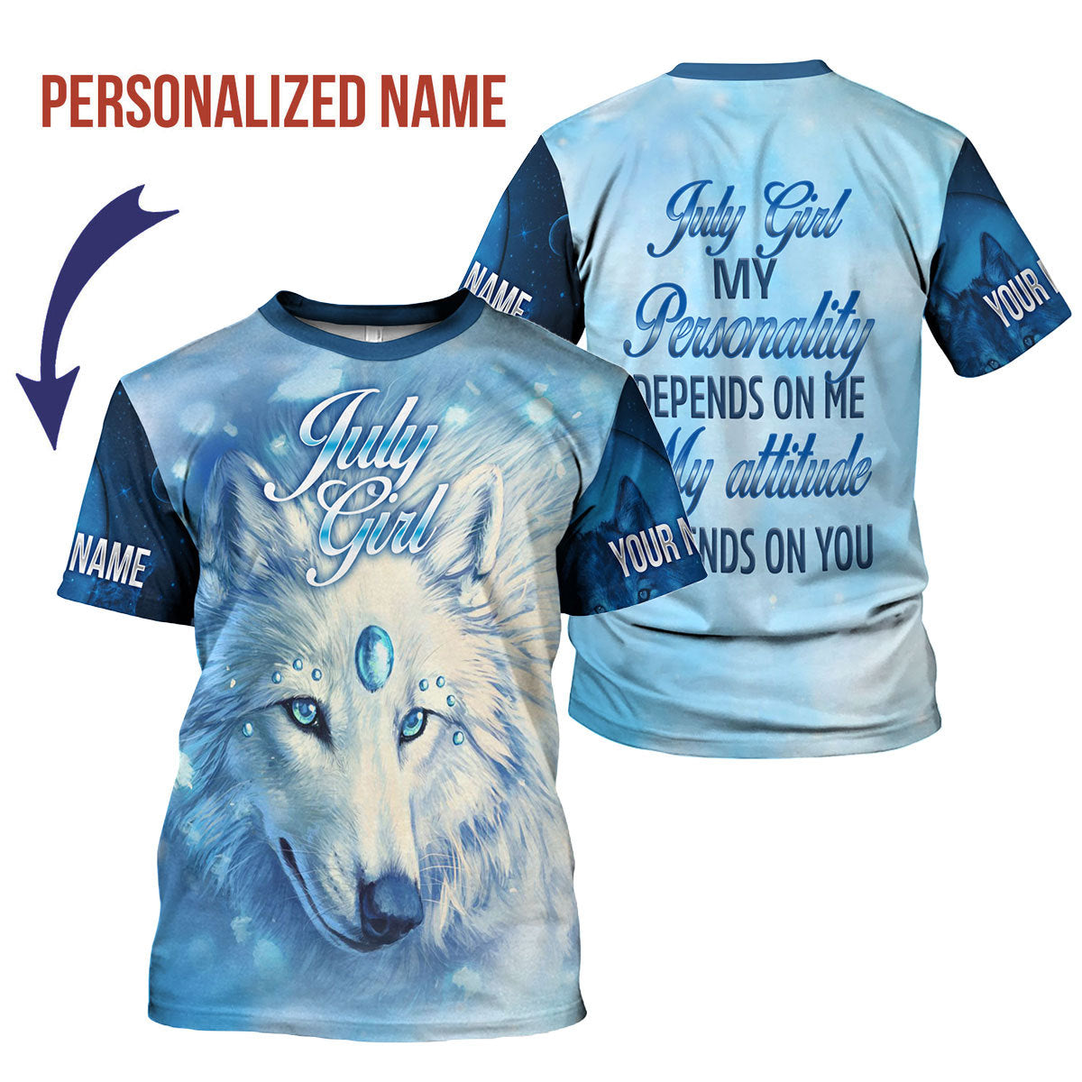 CustomsPig Personalized T-Shirt July Girl All Over Printed
