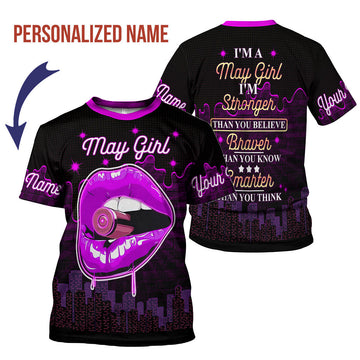 CustomsPig Personalized T-Shirt I'm A May Girl All Over Printed