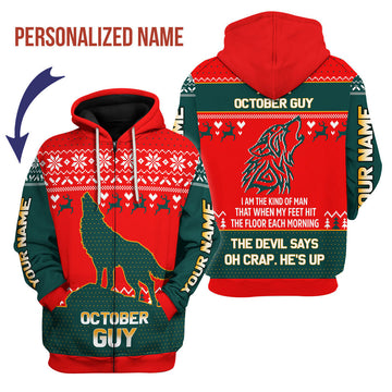 CustomsPig Personalized Zip Hoodie October Guy All Over Printed