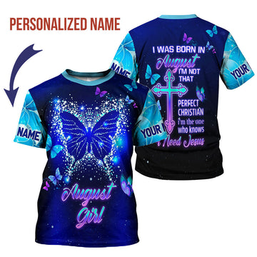CustomsPig Personalized T-Shirt August Girl All Over Printed