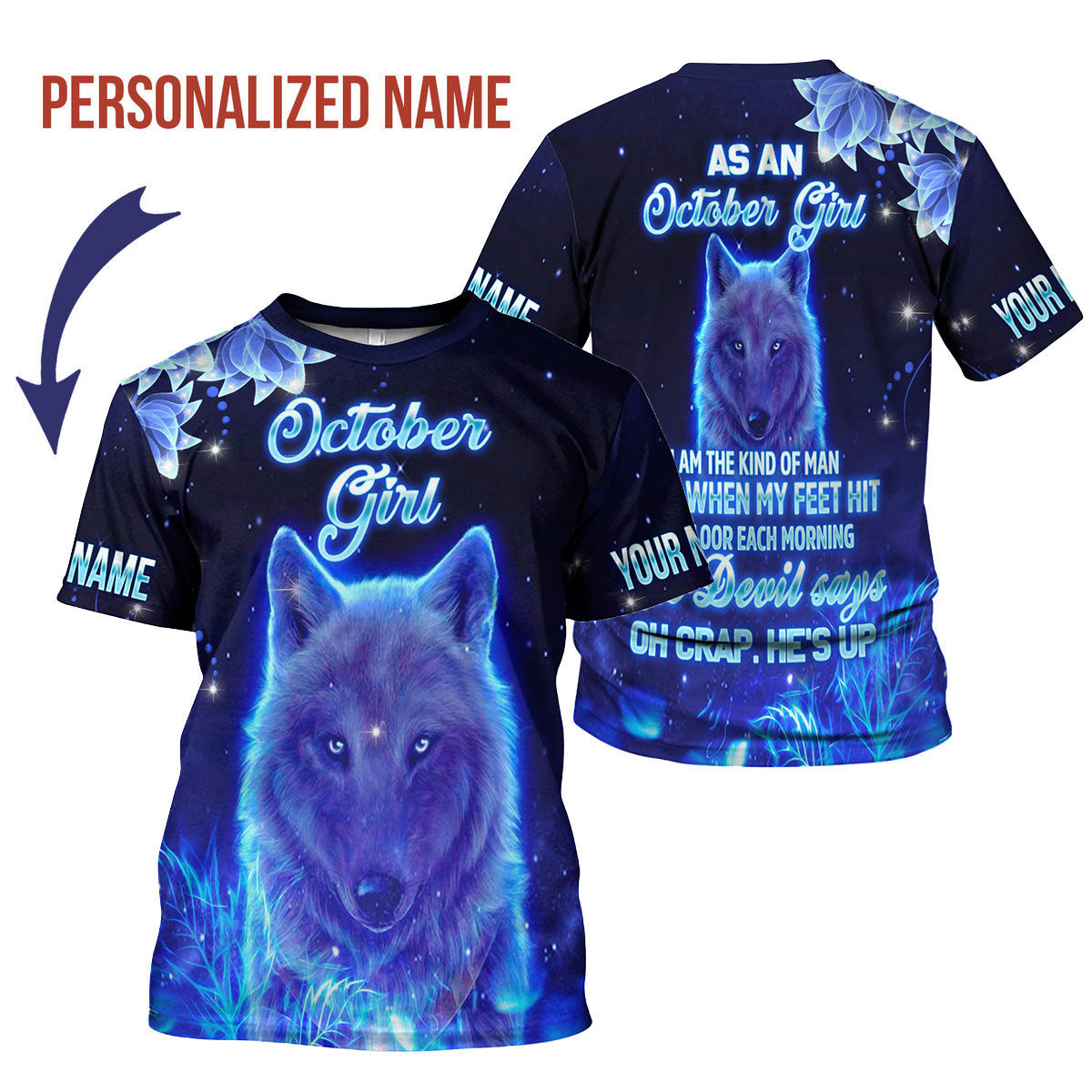 CustomsPig Personalized T-shirt October Girl All Over Printed