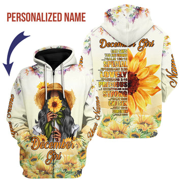 CustomsPig Personalized Zip Hoodie December Girl All Over Printed