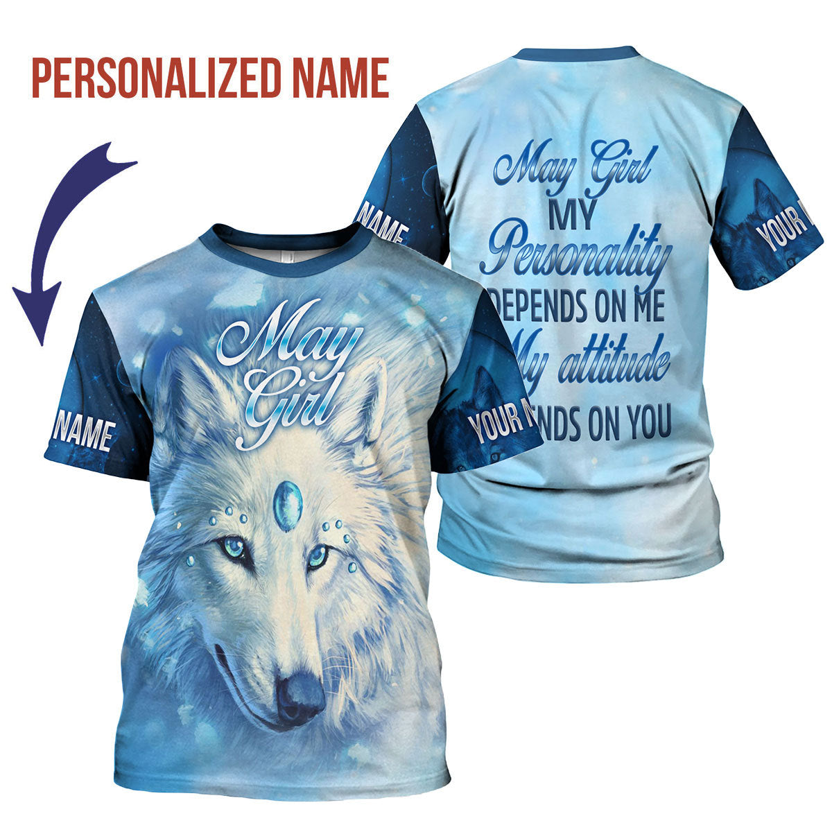 CustomsPig Personalized T-Shirt May Girl All Over Printed