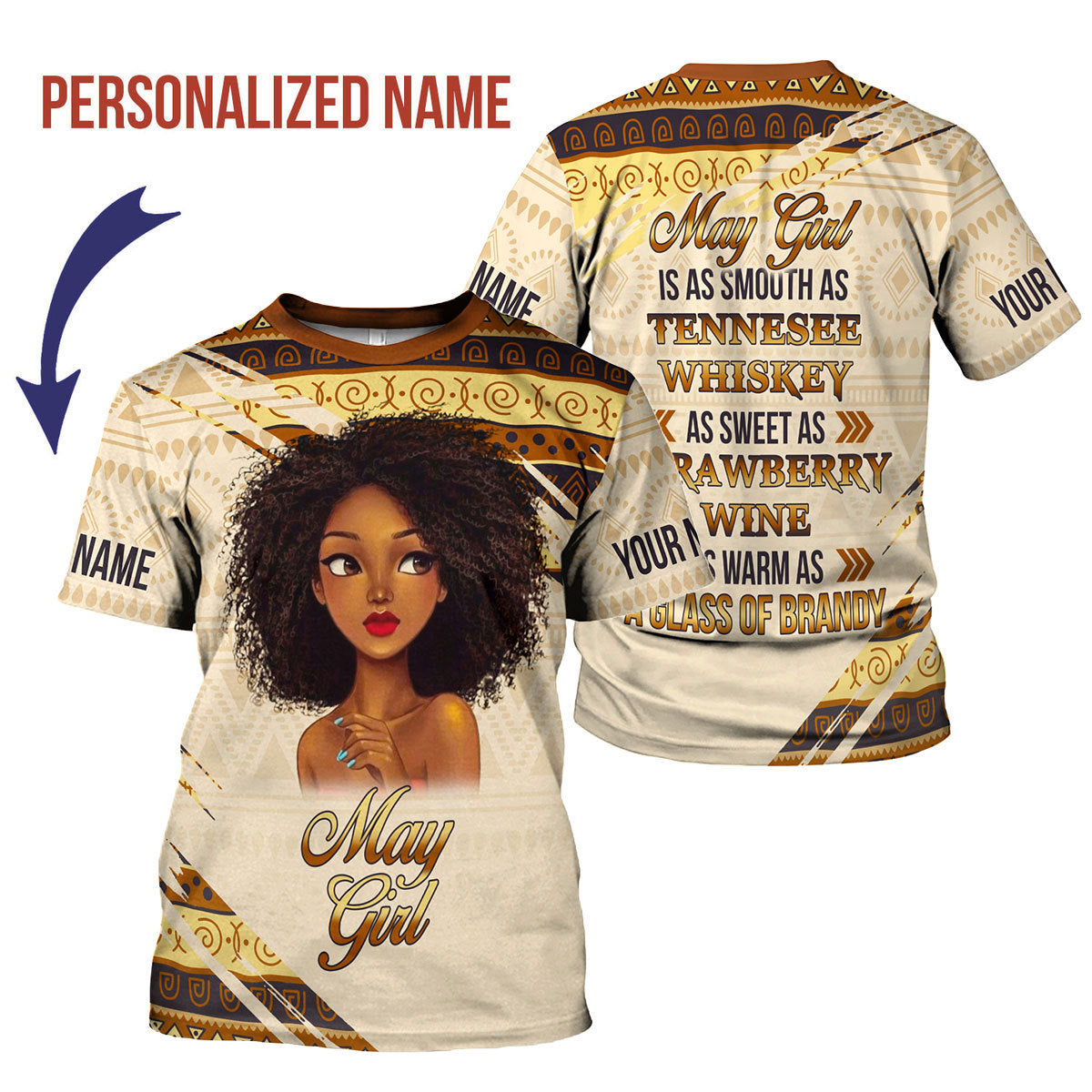 CustomsPig Personalized T-Shirt May Girl All Over Printed