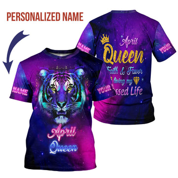 CustomsPig Personalized T-Shirt April Queen All Over Printed