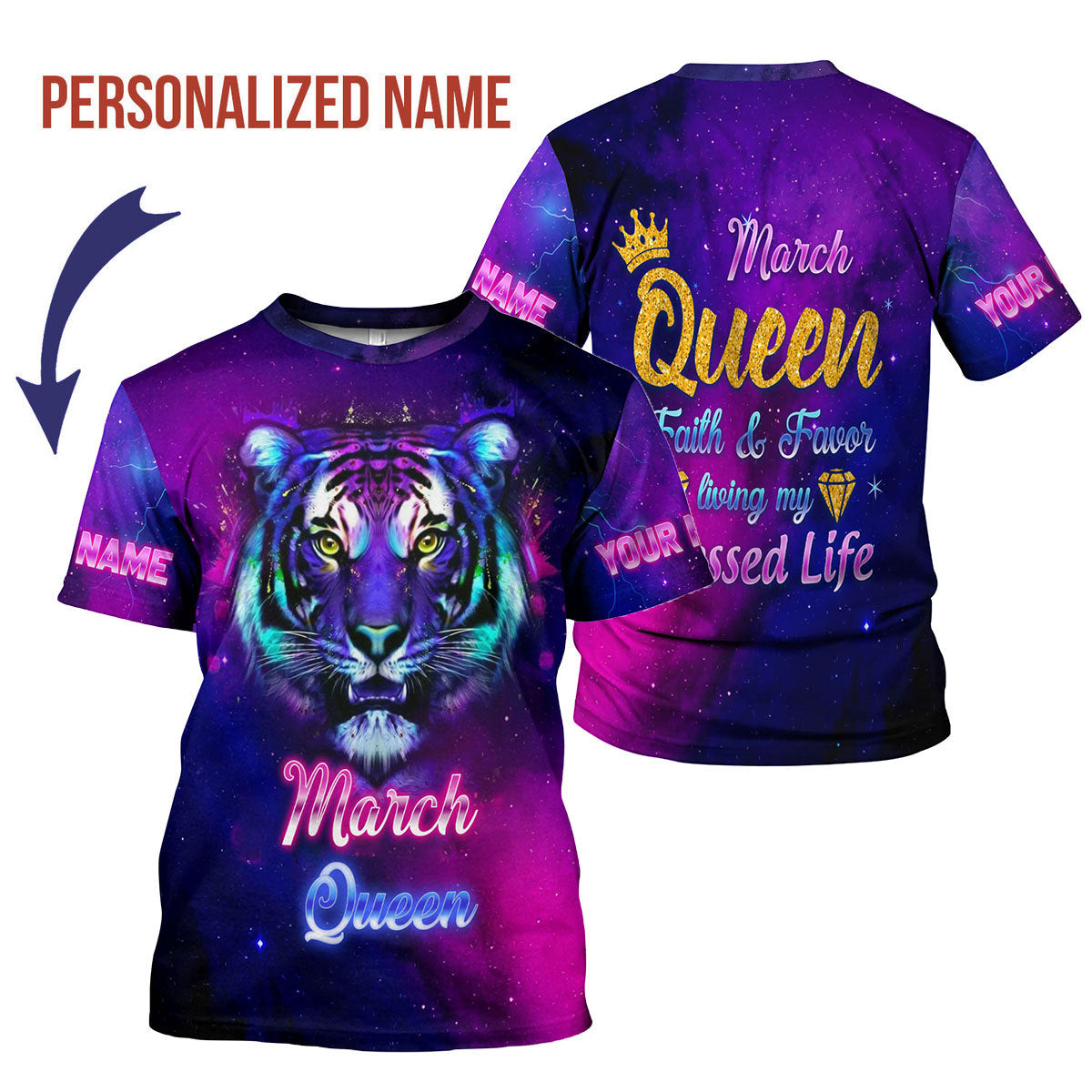 CustomsPig Personalized T-Shirt March Queen All Over Printed