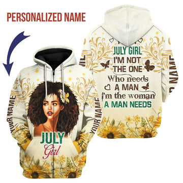 CustomsPig Personalized Zip Hoodie July Girl All Over Printed