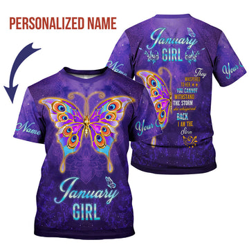 CustomsPig Personalized T-Shirt January Girl All Over Printed