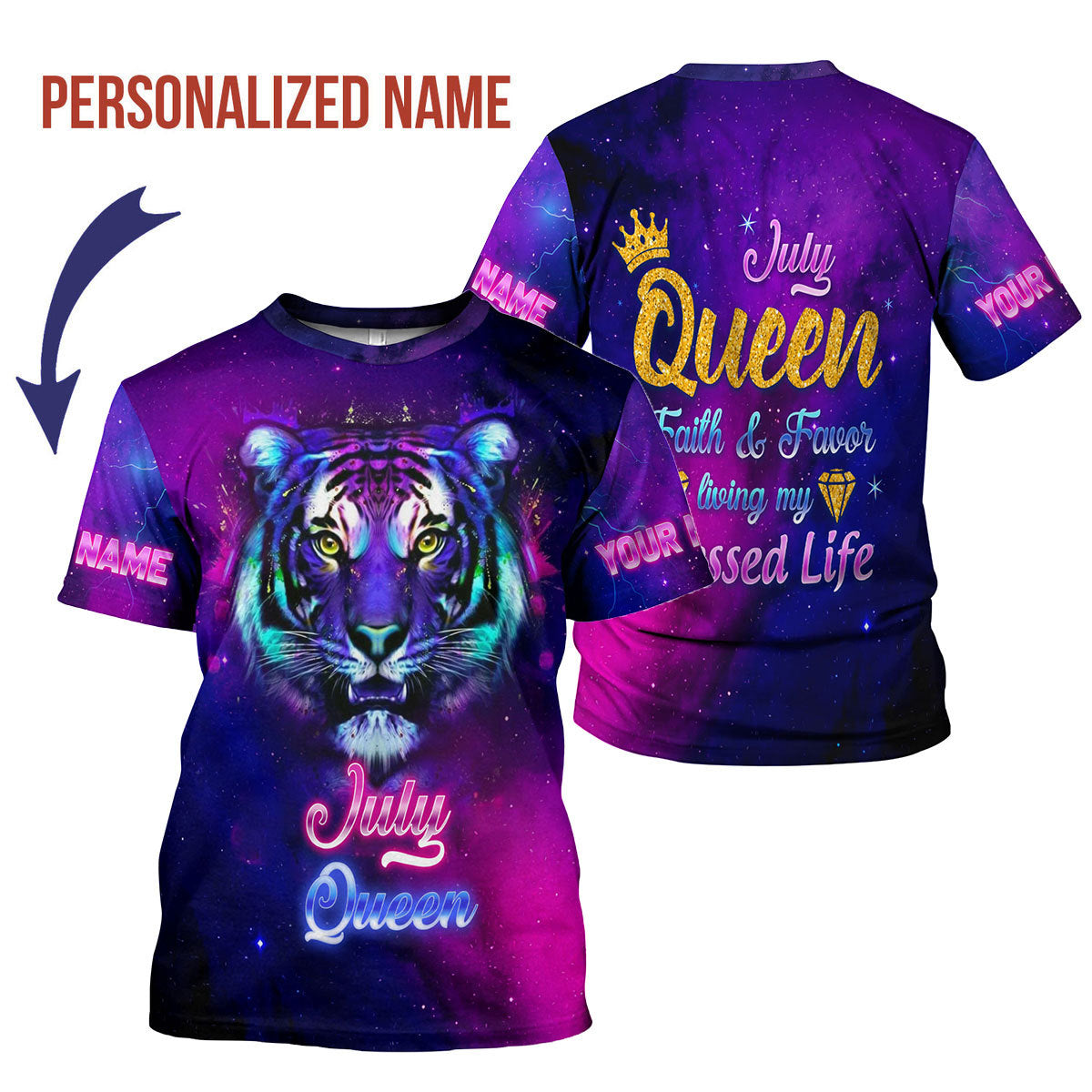 CustomsPig Personalized T-Shirt July Queen All Over Printed