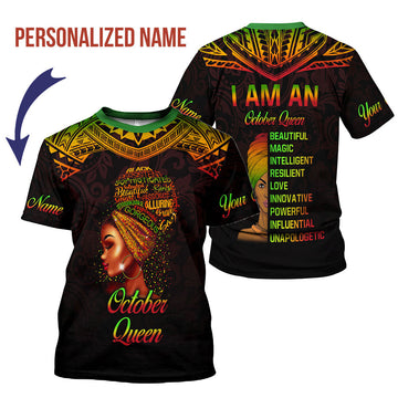 CustomsPig Personalized T-shirt October Queen All Over Printed