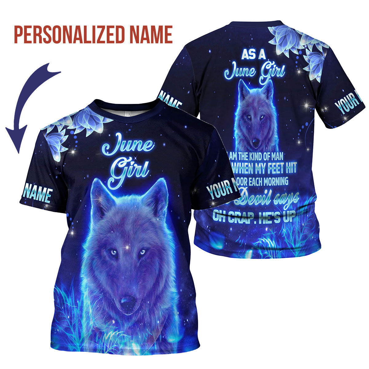CustomsPig Personalized T-Shirt June Girl All Over Printed