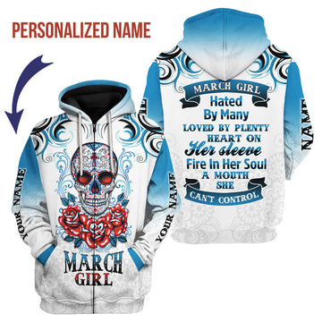 CustomsPig Personalized Zip Hoodie March Girl All Over Printed