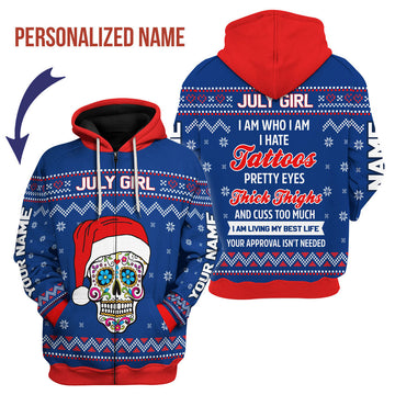 CustomsPig Personalized Zip Hoodie July Girl I Am Who I Am All Over Printed