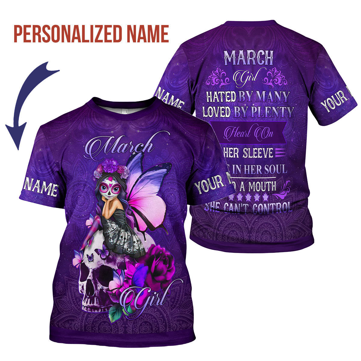 CustomsPig Personalized T-Shirt March Girl All Over Printed
