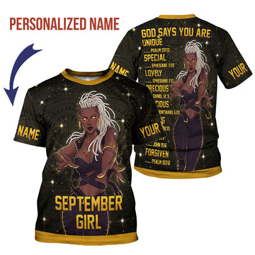 Customspig Personalized T-Shirt September Girl All Over Printed