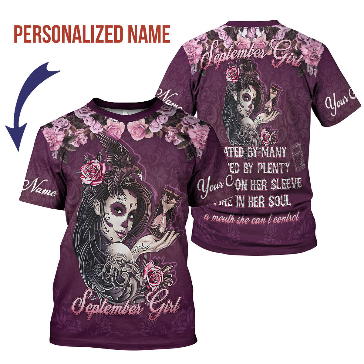 Customspig Personalized T-Shirt September Girl All Over Printed