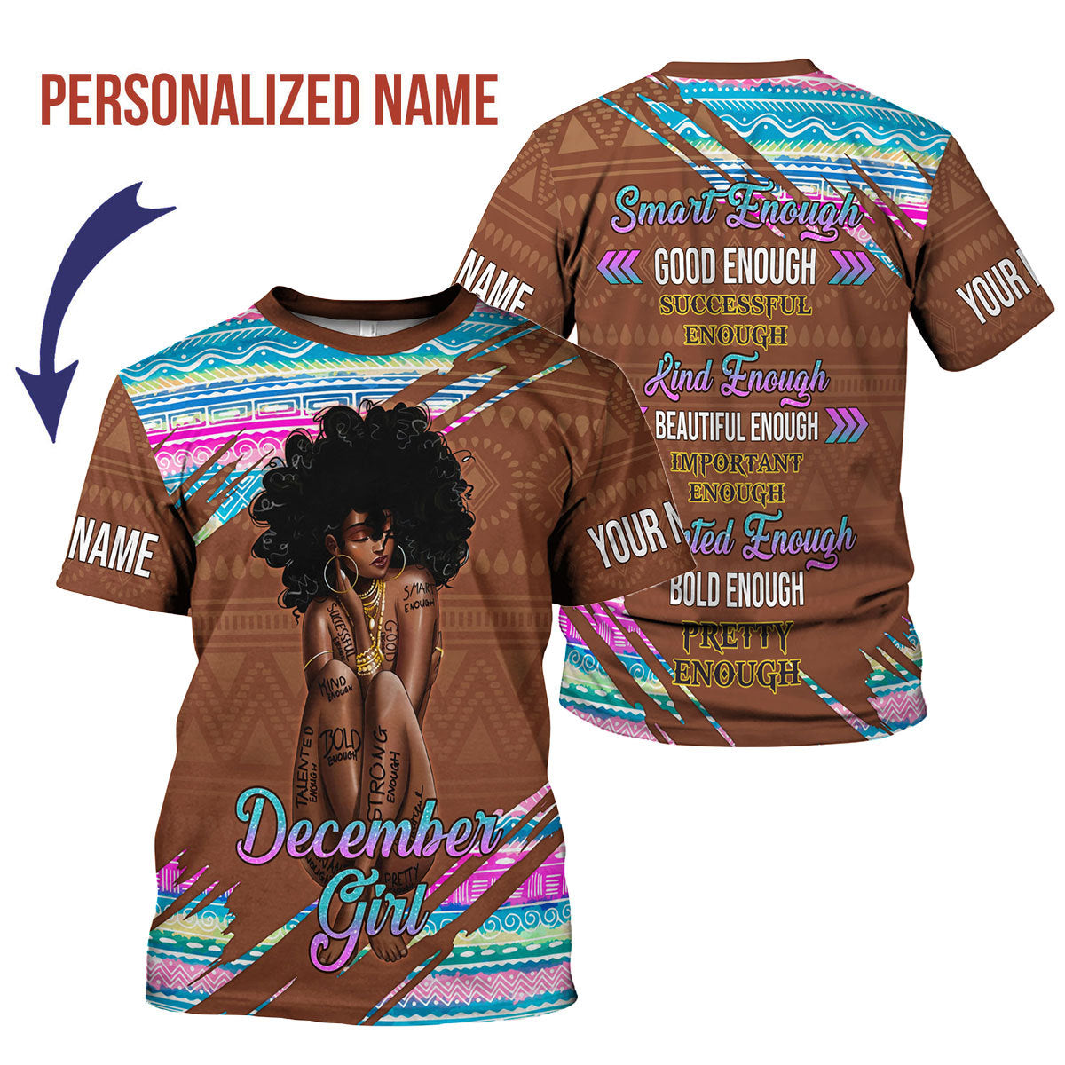 Customspig Personalized T-Shirt  December Girl All Over Printed