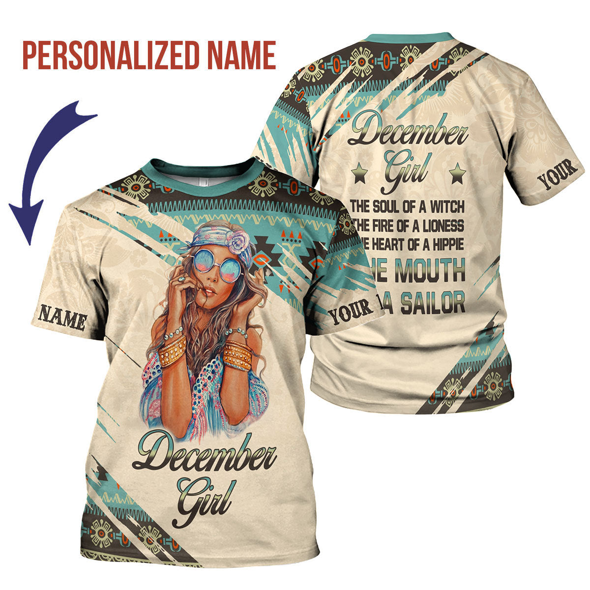 CustomsPig Personalized T-shirt December Girl All Over Printed