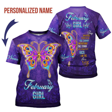 CustomsPig Personalized T-Shirt February Girl All Over Printed