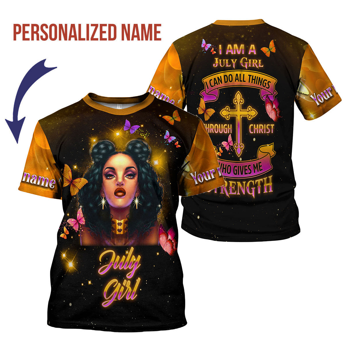 CustomsPig Personalized T-Shirt July Girl I Am A July Girl All Over Printed