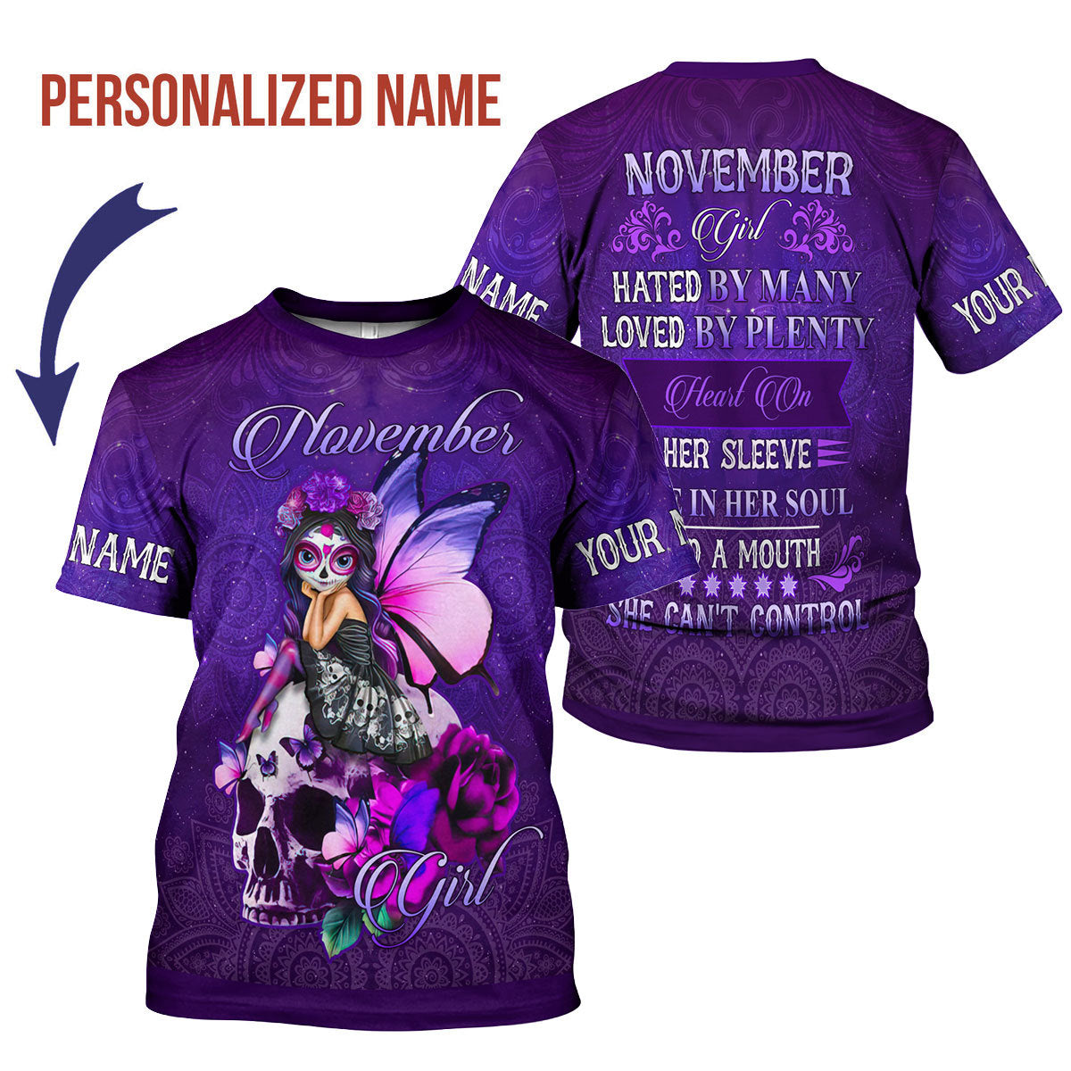 CustomsPig Personalized T-shirt November Girl All Over Printed