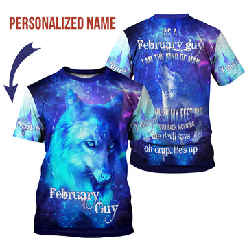 CustomsPig Personalized T-Shirt February Guy He's Up All Over Printed