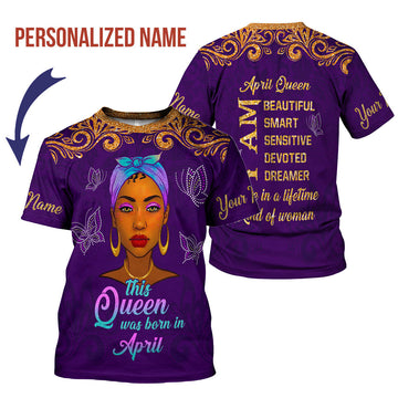 CustomsPig Personalized T-Shirt April Queen All Over Printed