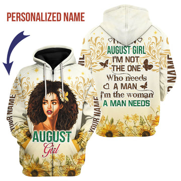 CustomsPig Personalized Zip Hoodie August Girl All Over Printed