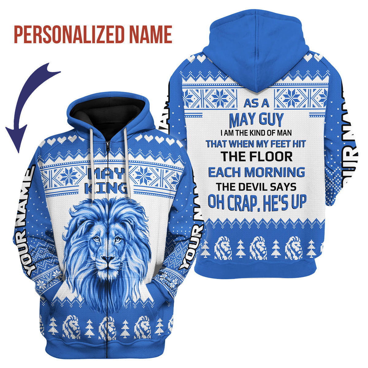 CustomsPig Personalized Zip Hoodie May Guy All Over Printed