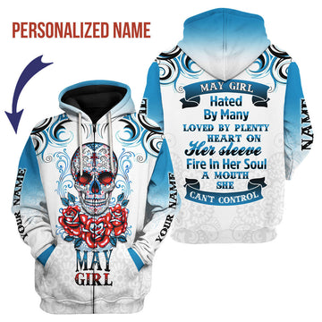 CustomsPig Personalized Zip Hoodie May Girl All Over Printed