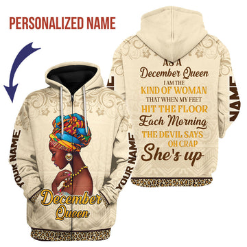 CustomsPig Personalized Zip Hoodie December Girl All Over Printed