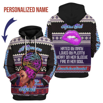 CustomsPig Personalized Zip Hoodie April Girl All Over Printed