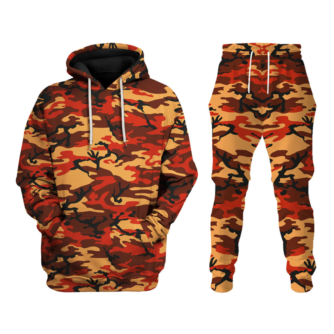 CustomsPig Flecktarn Red Brown German World War II Camouflage Patterns Costumes Hoodie Sweatshirt T-Shirt Tracksuit