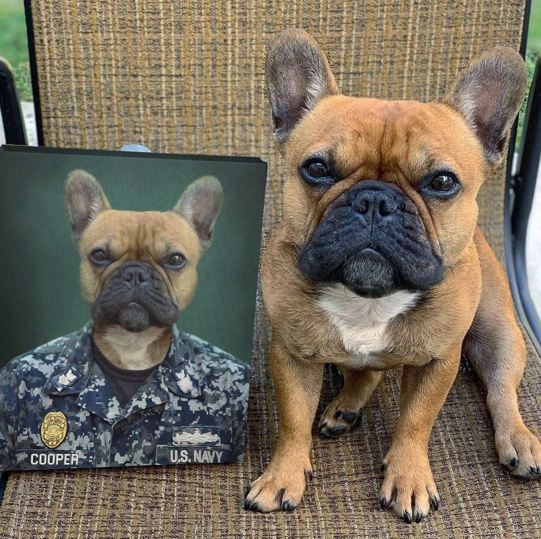 Customized Pet Photo Canvas - US Navy Army Chef