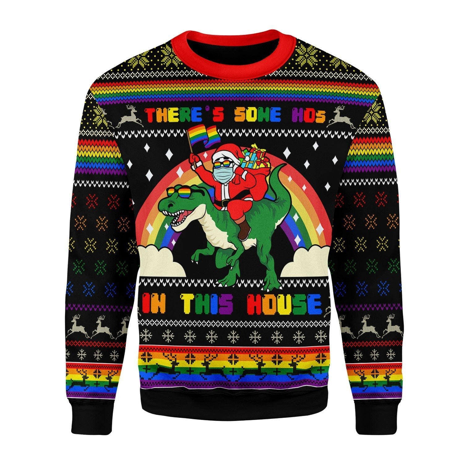 Gearhomies Christmas Unisex Sweater LGBTQ+ There's Some Hos In This House 3D Apparel