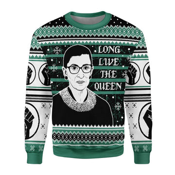 Gearhomies Christmas Unisex Sweater Long Live The Queen BLM Ugly Christmas 3D Apparel