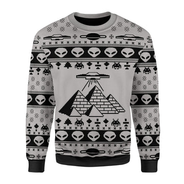 Customspig Christmas Sweater Ancient Alien Pyramid 3D Apparel