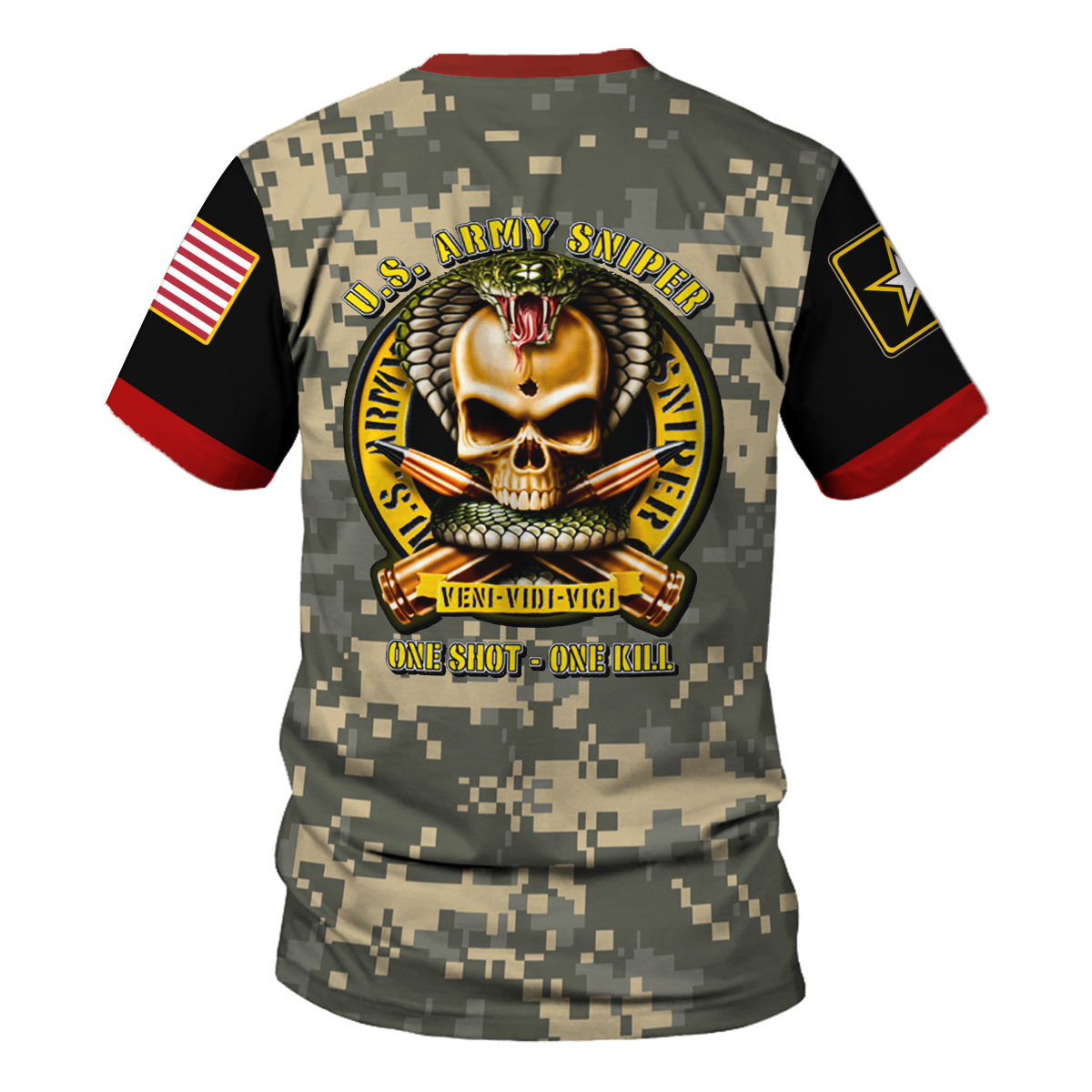 Customspig T-shirt US Army Sniper Original One Shot One Kill 3D Apparel